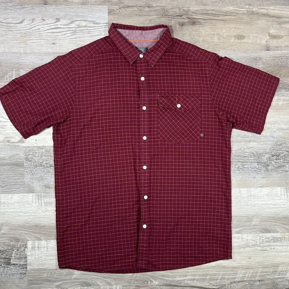 Mountain‎ Hardwear Shirt Men's Large Red Plaid Outdoor Short Sleeve Hiking